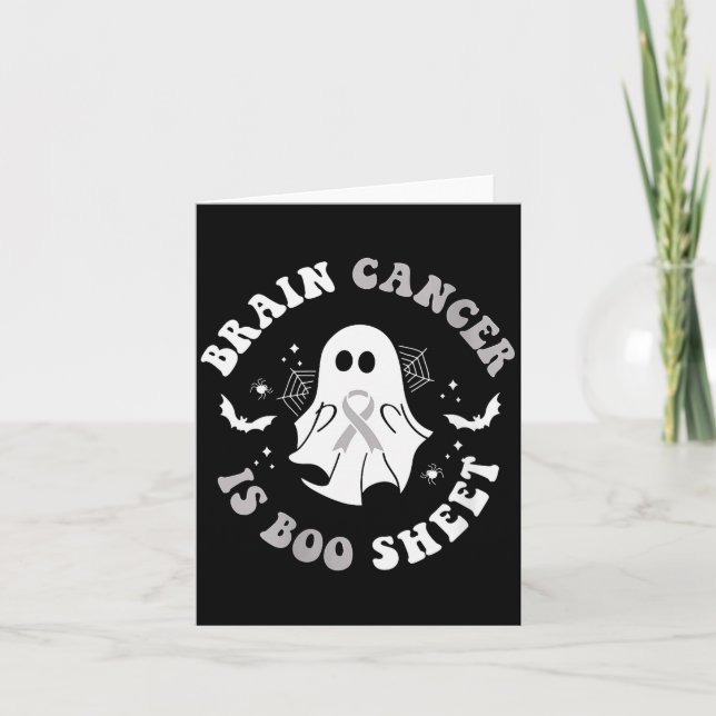 Cartão Womens Brain Cancer Is Boo Sheet Ghost Ribbon Awar (Frente)