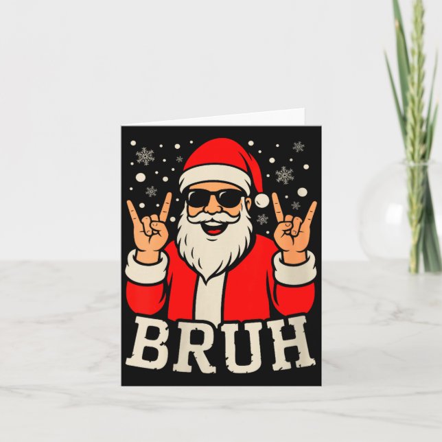 Cartão Womens Christmas Bruh Meme Funny Santa Claus Teen  (Frente)