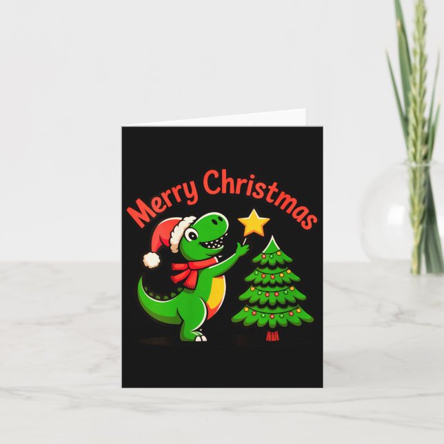 Cartão Womens Dinosaur Christmas Merry Christmas T-rex De (Frente)