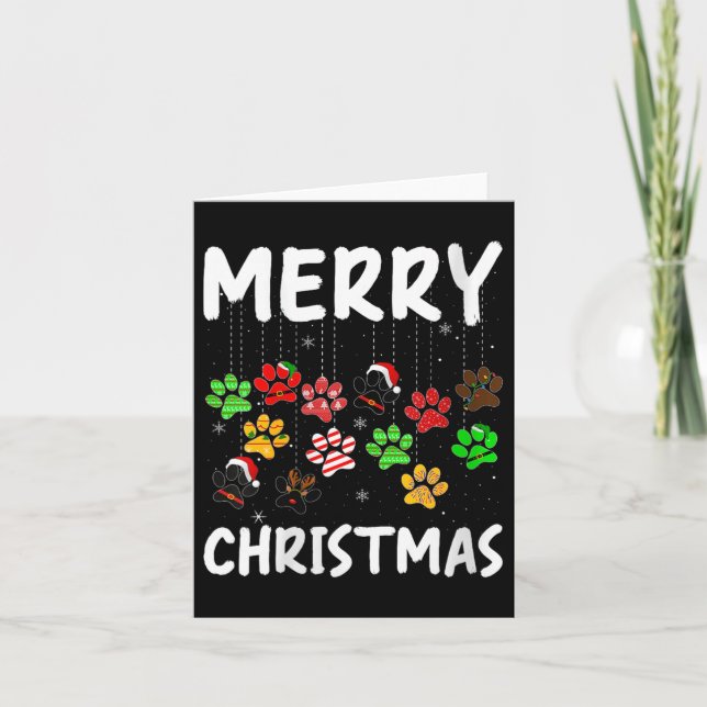 Cartão Womens Dog Paw Merry Christmas Pajamas Puppy Dog L (Frente)