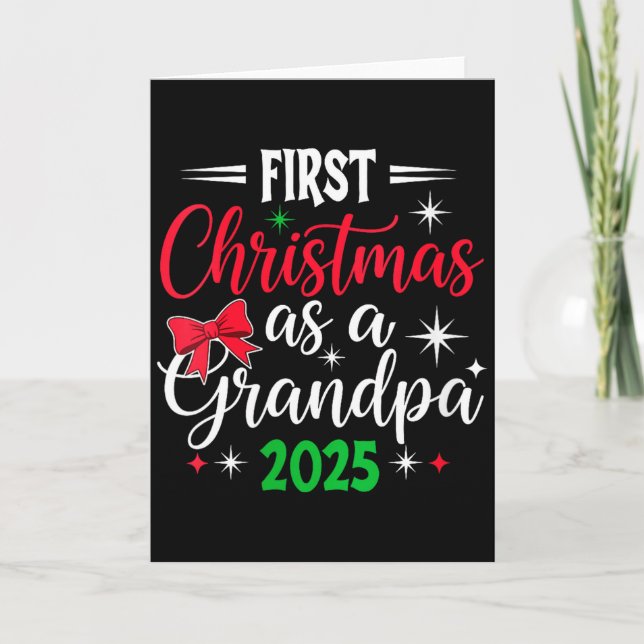 Cartão Womens Funny First Christmas As Grandpa 2025 Match (Frente)