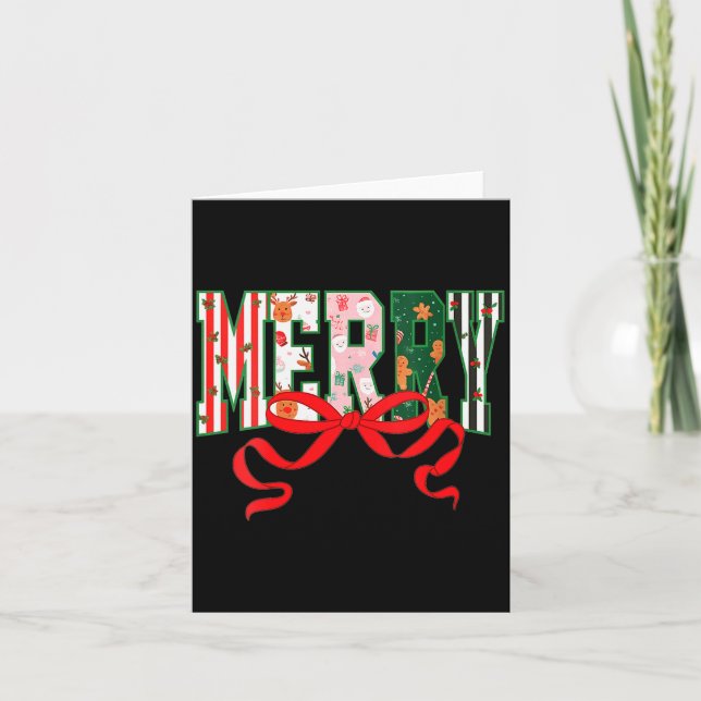 Cartão Womens Funny Merry Christmas Crew 2025 Coquette Fa (Frente)