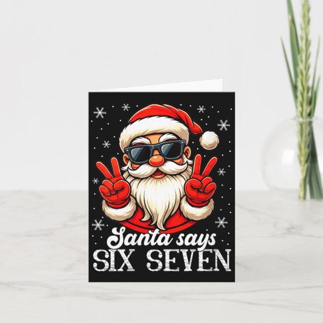 Cartão Womens Funny Santa Says Six Seven Christmas 67 Mem (Frente)