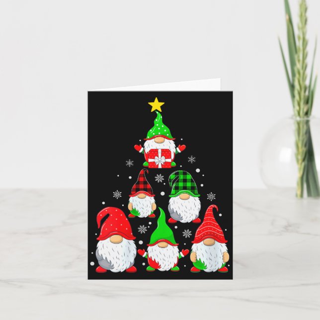 Cartão Womens Gnomes Christmas Tree Pajamas Funny Gnome H (Frente)