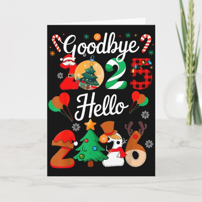 Cartão Womens Goodbye 2025 Hello 2026 Christmas Matching  (Frente)