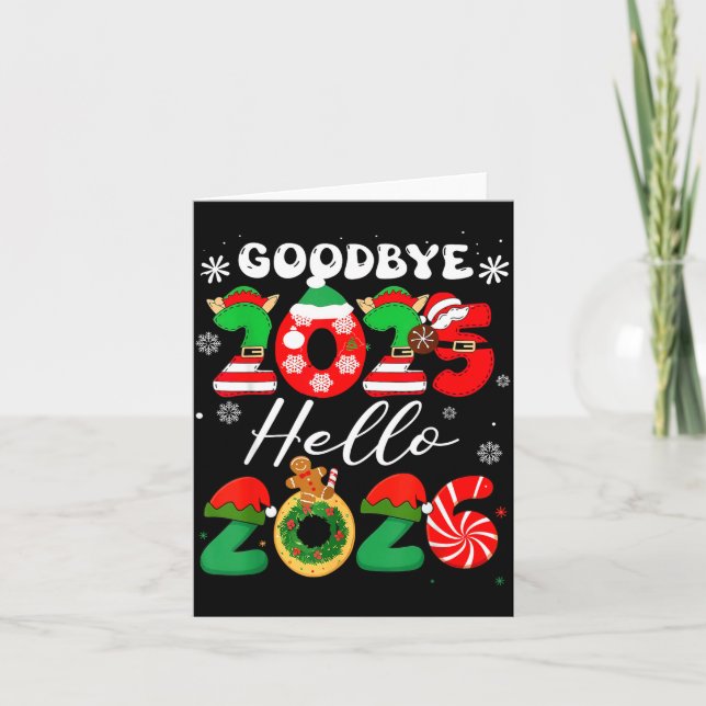 Cartão Womens Goodbye 2025 Hello 2026 Christmas Matching  (Frente)