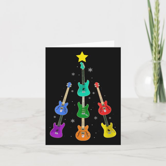 Cartão Womens Guitar Christmas Tree Musical Guitar Lovers (Frente)
