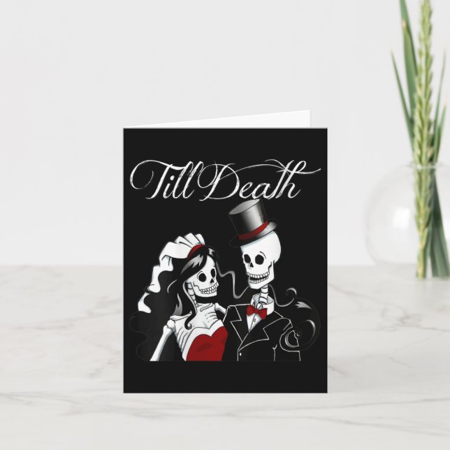 Cartão Womens Halloween Casando Gótica Groom Skelet (Frente)