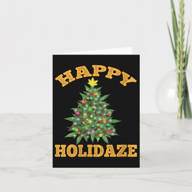 Cartão Womens Happy Holidaze Funny Weed Christmas Stoner  (Frente)