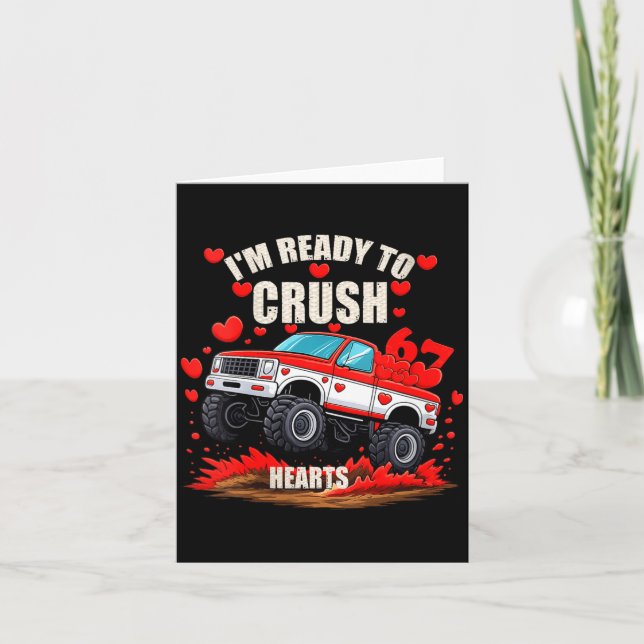 Cartão Women's I'm Ready To Crush 6 7 Hearts Truck Funny  (Frente)
