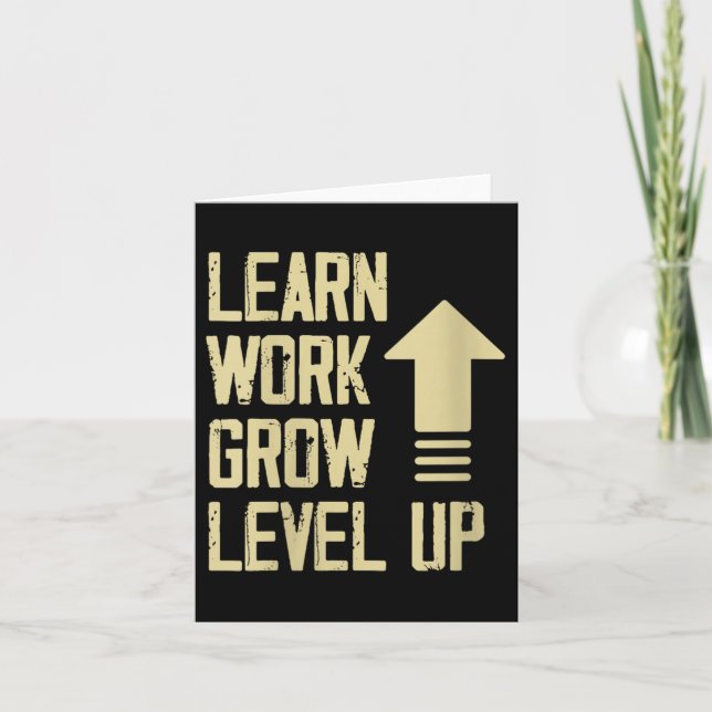 Cartão Womens Learn Work Grow Level Up Growth Success Vin (Frente)