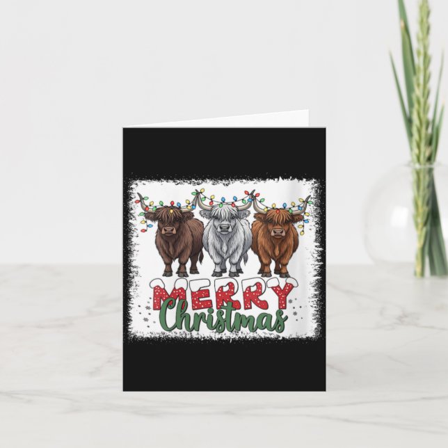 Cartão Womens Merry Christmas Scottish Highland Cow Xmas  (Frente)