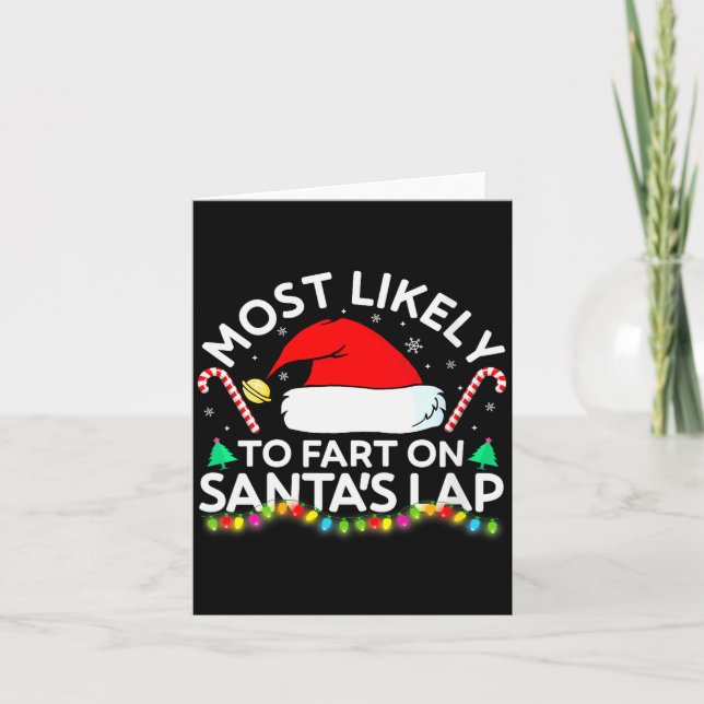 Cartão Womens Most Likely To Fart On Santa's Lap Family M (Frente)
