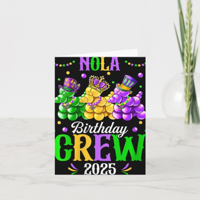 Cartão Womens Nola Birthday Crew 2025 New Orleans Mardi G (Frente)
