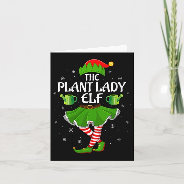 Cartão Womens Plant Lady Elf Christmas Family Girls Women (Frente)