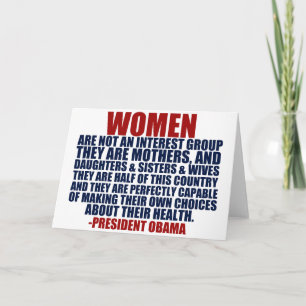 Cartão Women's Rights Obama Quote