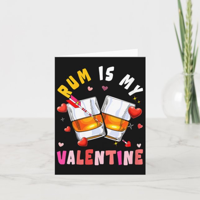 Cartão Women's Rum Is My Valentine Hearts Matching Drinke (Frente)