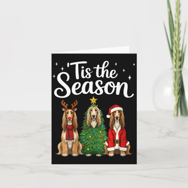 Cartão Womens Tis The Season Afghan Hound Christmas Santa (Frente)