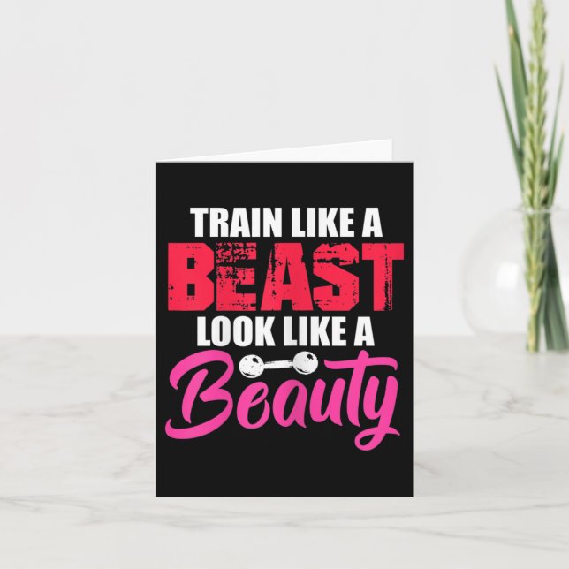 Cartão Womens Train Like A Look Like A Beauty Gym Workout (Frente)