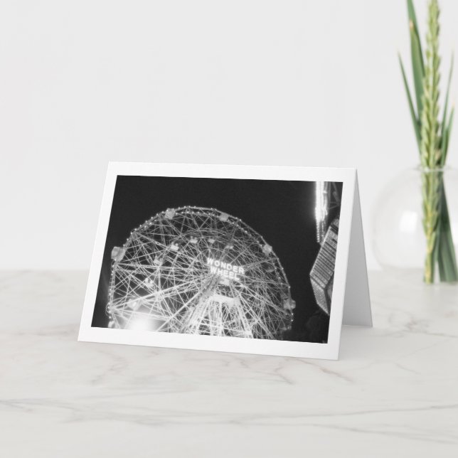 Cartão Wonder Wheel at Night Blank Greeting Card (Frente)