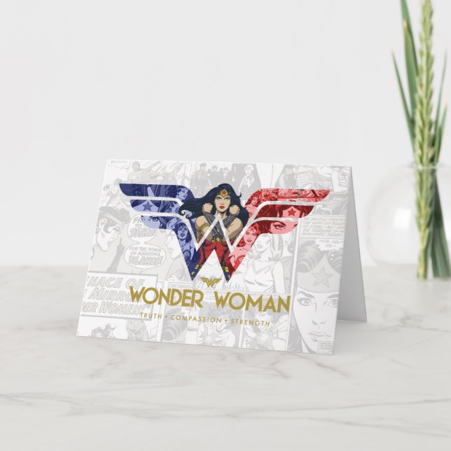 Cartão Wonder Woman Crossed Arms in Logo Collage (Frente)