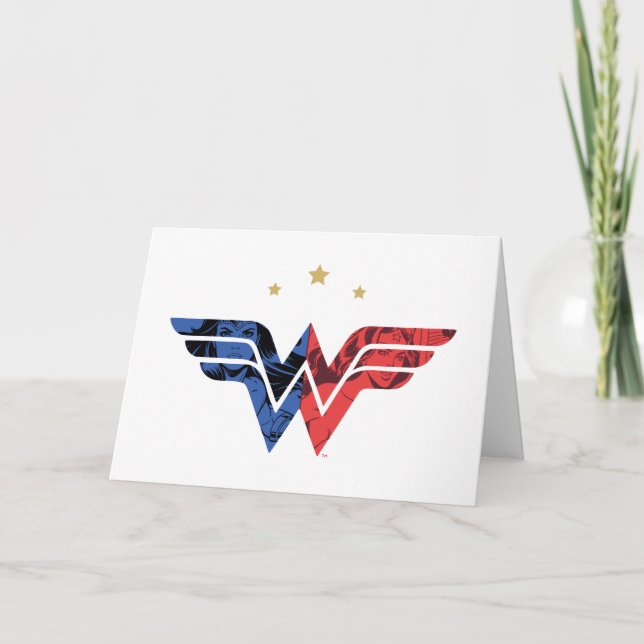 Cartão Wonder Woman Modern & Retro Comic Overlay Logo (Frente)