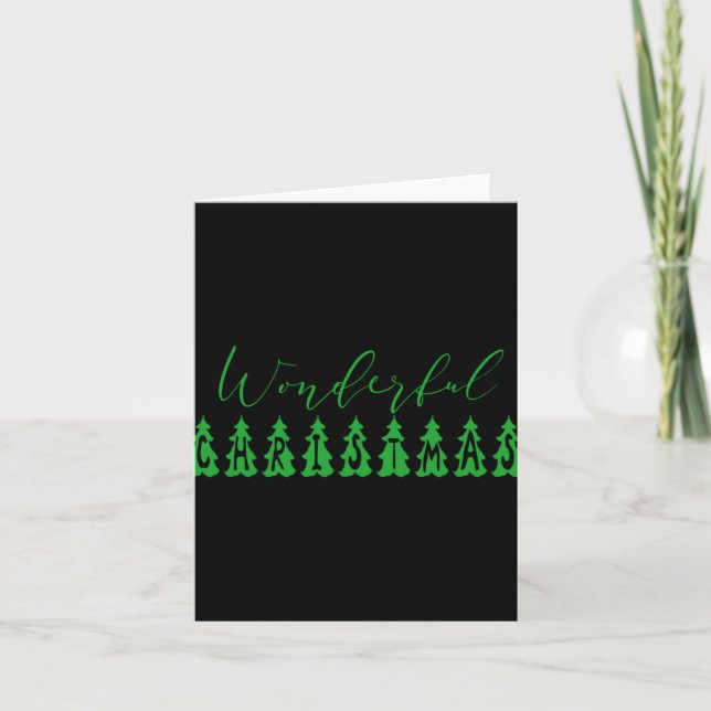 Cartão Wonderful Christmas Tree Green Tygraphy  (Frente)