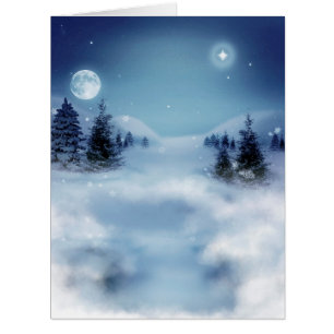 Cartão Wonderland de inverno à noite