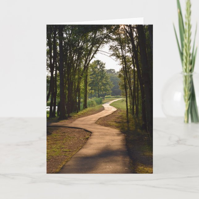 Cartão Wooded Path at Dusk - Nature Greeting Card (Frente)