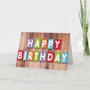 Cartão Wooden Colorful Birthday Wishing