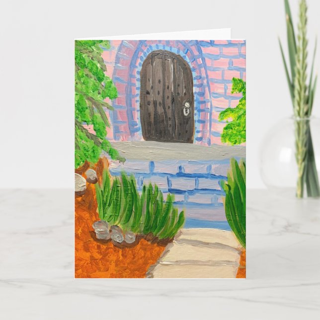 Cartão Wooden Door 🚪 In Brick 🧱 Building (Frente)