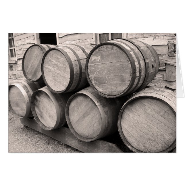 Cartão Wooden Whiskey Barrels (Frente horizontal)