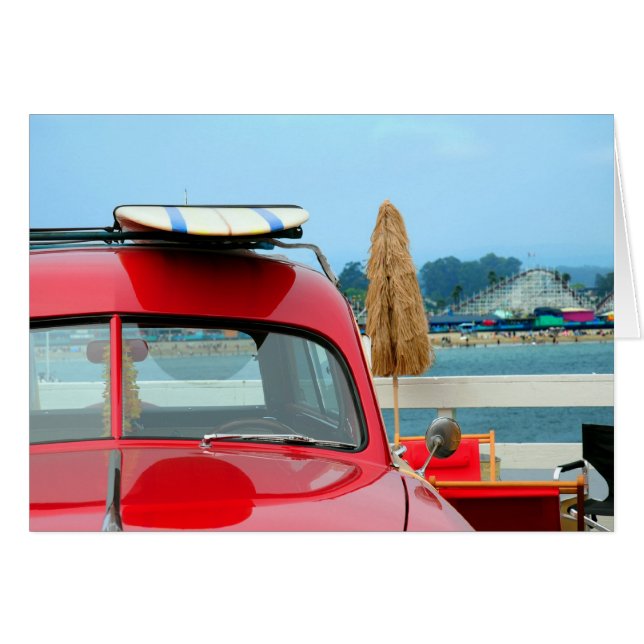 Cartão Woodie na praia (Frente Horizontal)