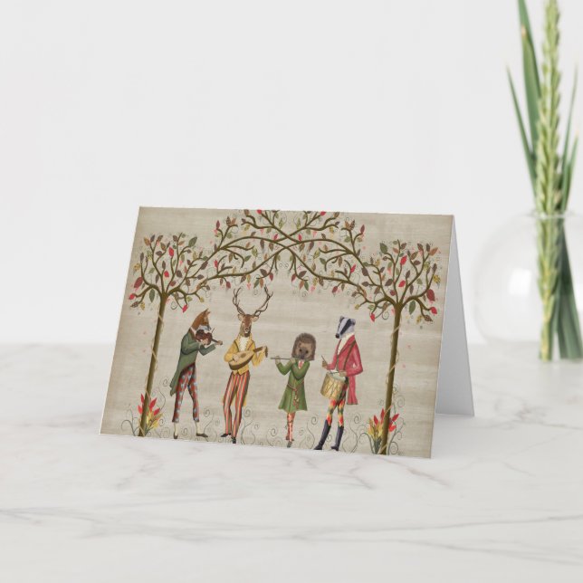 Cartão Woodland Animals Minstrel Group (Frente)