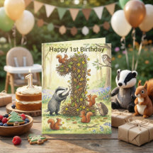 Woodland Animals Number 1 | First Birthday Photo