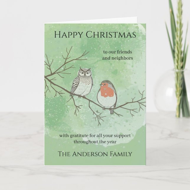Cartão Woodland Christmas Card for Neighbors and Friends (Frente)