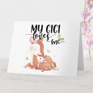 Cartão Woodland Deer Doe and Baby Fawn My Gigi Me ama
