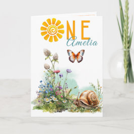 Cartão Woodland First Birthday Card with Wildflowers