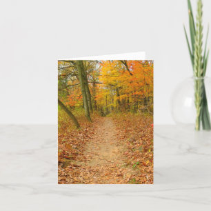 Cartão "Woodland Path Through Woods In Autumn"