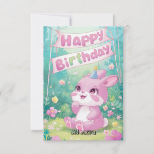 Cartão Woodland Simple Bunny Digital Birday