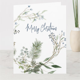 Cartão Woodland Watercolor Winter Berry Wreath