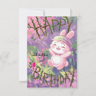 Cartão Woods Boho Bunny Digital Birthday