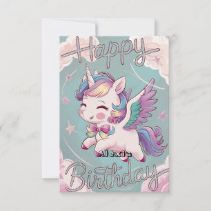 Cartão Woods Boho Unicorn Birthday