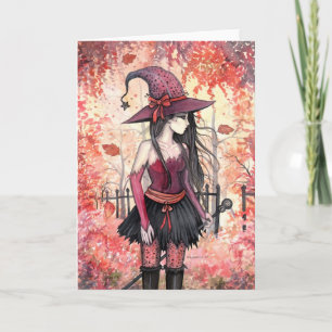 Cartão Woods of Autumn Witch Greeting Card