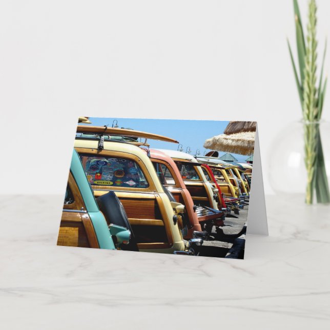 Cartão Woody cars on the wharf at Santa Cruz (Frente)