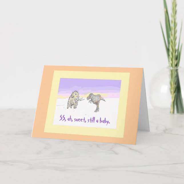 Cartão Woolly Mammoth and Dinosaur birthday card (Frente)