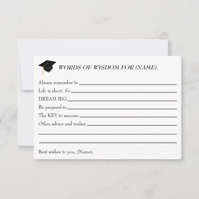 Cartão Words of Wisdom for the Graduate - Party card (Frente)
