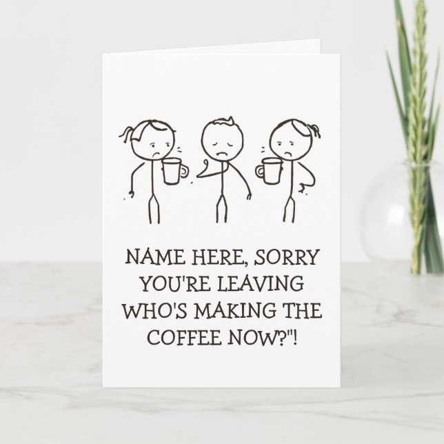 Cartão Work Goodbye Gift leaving card coffee lover (Frente)