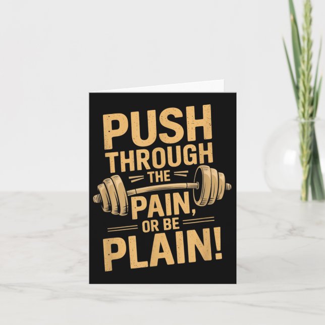 Cartão Workout Motivation Quote - Puhrough The Pain  (Frente)