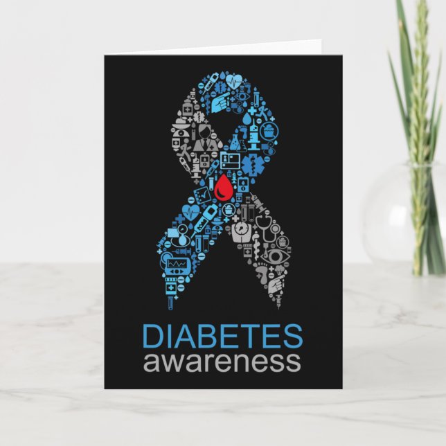 Cartão World Diabetes Day Diabetes Awareness Ribbon  (Frente)